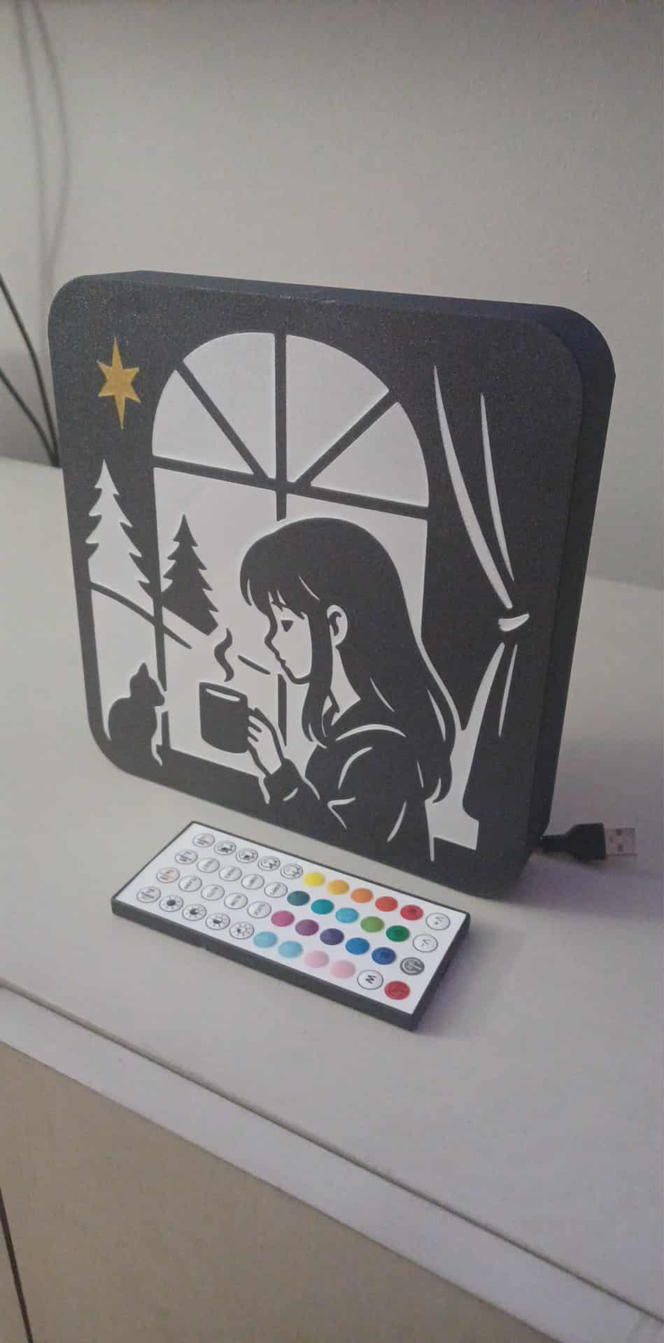 Coffee Girl LED light box – custom 3D printed – Lit Layer Creations